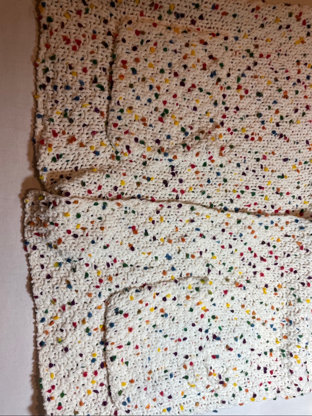 moon & madison White Crochet Cardigan with Multicolor Speckles - Picture 6 of 7